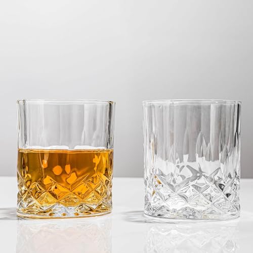 Image of LUXU Crystal Whiskey Glasses Set of 6-300 ml Bar Glass for Drinking Bourbon, Whisky, Scotch, Cocktails, Cognac- Old Fashioned Cocktail Tumblers ((XCV-6)