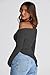 PRETTYGARDEN Women's Spring Long Sleeve Y2K Crop Top Trendy Off Shoulder Asymmetrical Fitted Knit Tee Shirts Going Out Tops (Black,Large)