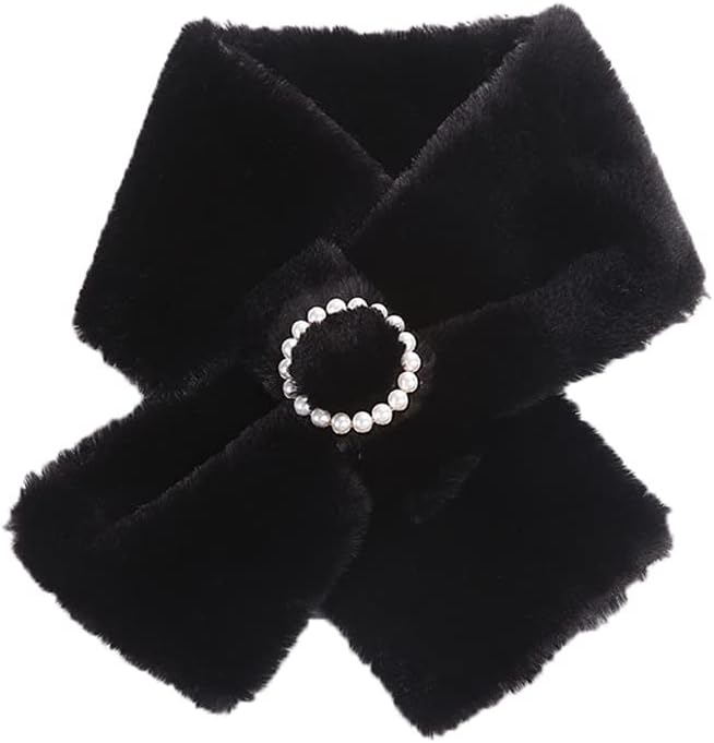 DNLKWGO Stylish Faux Fur Scarf Neck Warmer Scarf Furry Faux