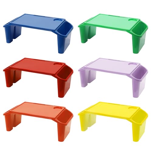 6 Pcs Kids Lap Desk with Side Pocket, Multipurpose Activity Dining Table, Portable Lap Desk for Work, Study, Gaming, Arts, Crafts, Foldable Table for Kids Students Work Study School Classroom