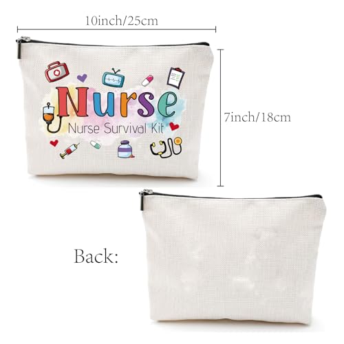 CREATCABIN Nurse Practitioner Bag Nurse Survival Kit Bag Polycotton Cosmetic Multi-Purpose Makeup Pen Case with Zipper Travel Canvas Pouch for Women Student Practitioner Gift 10 x 7 Inch - Image 2