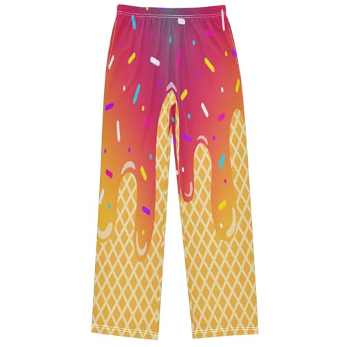 Boy's Pants Deep Color Ice Cream Jogger Pants Elastic Waist Long Bottoms Trousers with Pockets 6-14 Years