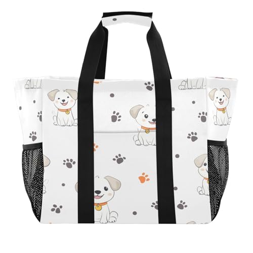 STAYTOP Cute Dog Large Beach Bags for Women & Men,Waterproof Sandproof Beach Tote Swim Pool Bag for Pool Gym Grocery Travel