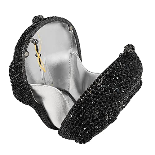 Image of Boutique De FGG Skull Crystal Clutch Purse for Women Formal Rhinestone Clutch Evening Bag Halloween Minaudiere Handbag,Mini