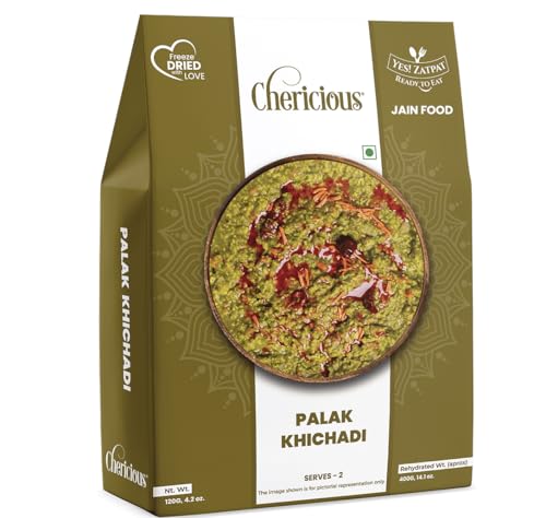Chericious Ready to Eat Jain Palak Khichdi | Instant Freeze-Dried Khichdi-400g | No Onion No Garlic | Quick Indian Meal | Enriched with Natural Ingredients