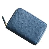 [三京商会] オーストリッチ 小銭入れ メンズ レディース コインケース コンパクト ミニ 小さい 本革 (ブルー)