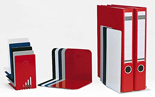 Wedo 1021037 Buchstütze (aus Metall, 14 x 8,5 x 14 cm) 2 Stück, lichtgrau
