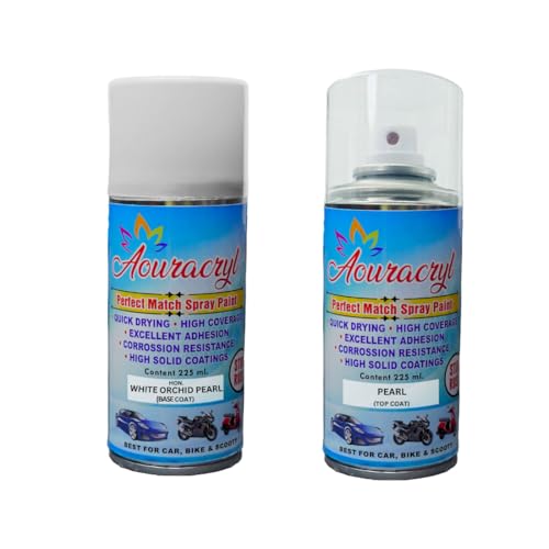 AOURACRYL PU 2K Spray Paint White Orchid Pearl (RC Colour Name) + PU PC Compatible with Brio, Civic, City, Amaze, Mobilio, City Hybrid Cars-225 ml (Pack of 2)
