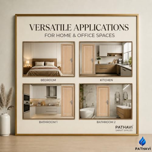 Image of PVC Door with Frame, 30 mm Thick, 27 x 81 Inches (2.25 x 6.75 ft), Beige Color, Waterproof, Termite Resistant, 550 Density, 12 kg