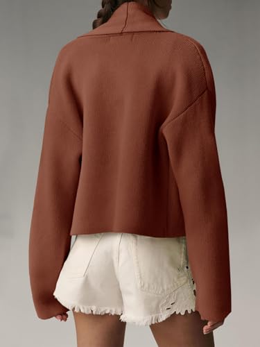 Image of Saodimallsu Womens Cropped Cardigan Open Front Shawl 2026 Fall Trendy Long Sleeve Sweater Jacket
