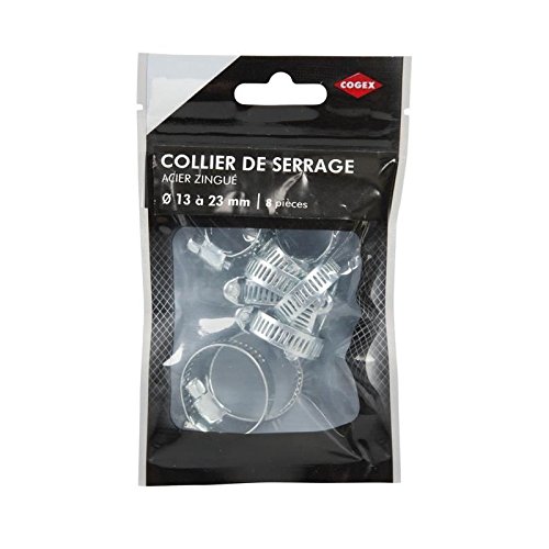 COGEX 85331 Collier serrage acier, Gris, Ø 13-23 mm, Set de 8 Pièces