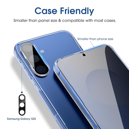 Image of amFilm OneTouch for Samsung Galaxy S25 6.2'' Privacy Screen Protector | Auto-Alignment, 30s Install, Bubble Free,Scratch & Drop Protection, Privacy Protection, Lens Protector, 2+2 Pack (S25-6.2'')