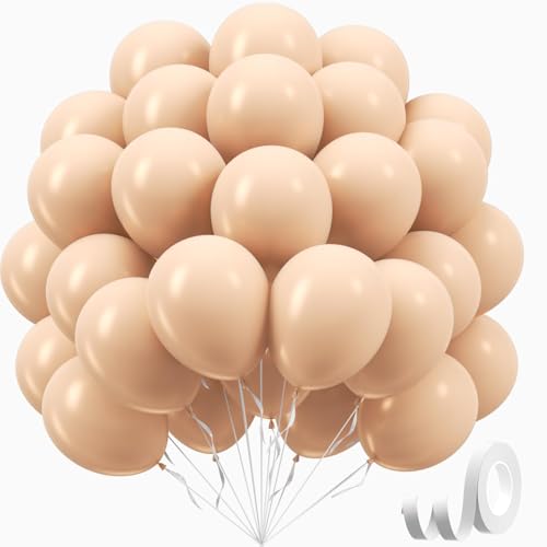 Image of Nude Balloons 12 inch, Beige Latex 50pcs Party Balloons | Neutral, Baby Shower, Gender Reveal, Birthday Party Decorations