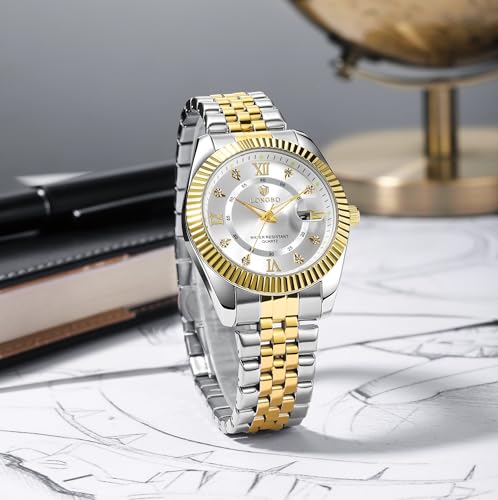 Image of Longbo Trident 83831 Analog Watch with Studded Dial Accents, Stainless Steel Bracelet, Luminous Hands & Date Display | Men | Office, Business, Formal & Gifting
