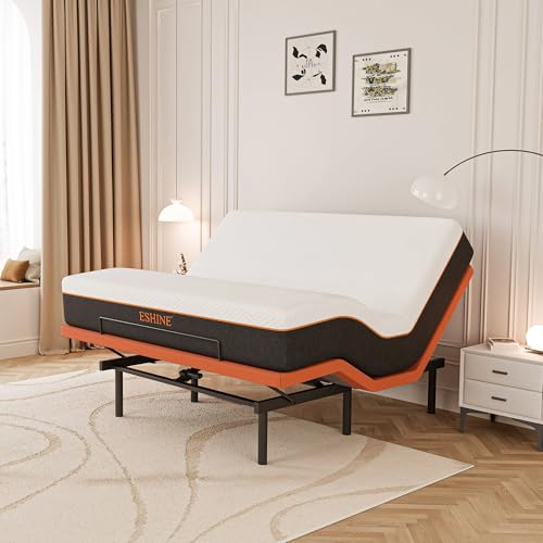 Image of ESHINE Adjustable Bed Frame with 12 inch Mattress, Wireless Remote, King Size | Memory Foam Mattress, Bluetooth APP Control, Zero Gravity, Anti Snore, Head and Foot Incline, 2000 Series