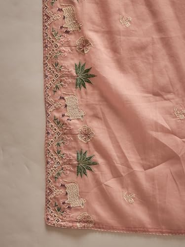 Image of INDO ERA Women's Pure Cotton Floral Embroidered Straight Kurta with Pant & Dupatta Set (IESTR11757)