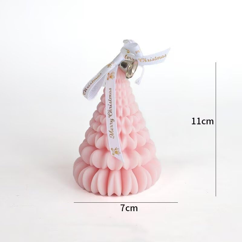 2 Pcs Christmas Candles Decoration Tree Candles Christmas Tealight Candles Handmade Soy Wax Votive Candles for Home Table Christmas Party Holiday New Year Decor