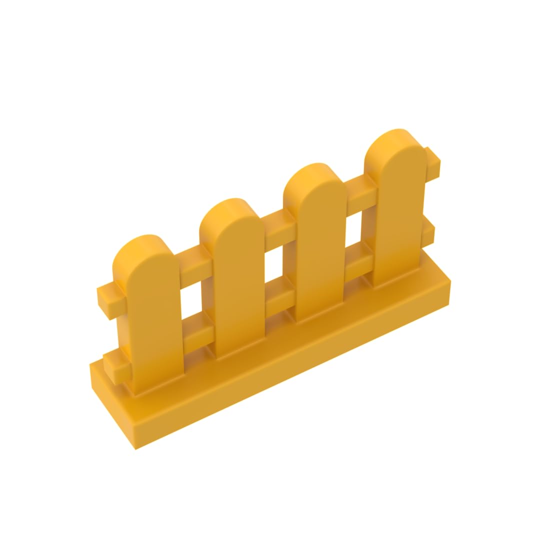 33303 Ornaments Picket Fence 1x4x2 50 Pieces GDS-1177 Compatible with Lego Building Blocks Color:Bright Light Orange 191 — image 1
