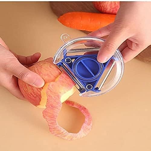 QURAX Vegetable Fruit Peeler Julinne for Kitchen 3 in 1 Multi-Function Tool Kitchen Gadget with 3 Ultra Sharp Stainless Steel Blades Vegetable Fruit Switchable Peeler