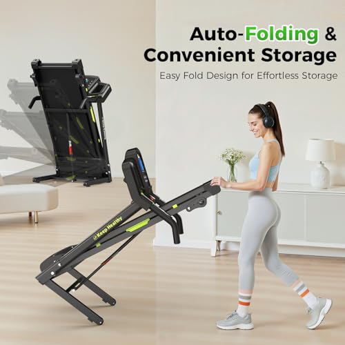 Image of Lastforever 3.5HP Folding Treadmill for Home, 350 lbs Capacity, Portable Treadmills with 3-Level 12% Manual Incline, Bluetooth Speaker, Shock Absorption, Quiet Motor
