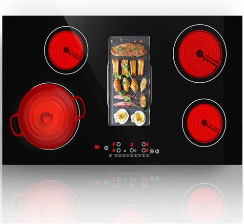 GulfDealz Electric Cooktop, 36-Inch Built-in Stove Top, 5 Burners, 8600W, 220V,...