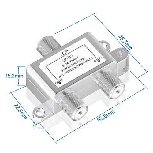 Bingfu Satellite Splitter 2-Way SAT BK Switch with F Connector for Satellite TV FM DAB Radio and Cable Systems - Image 2