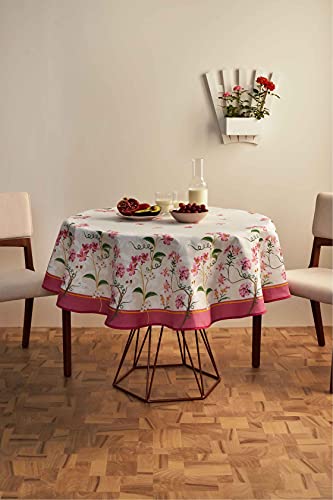 Toalha de Mesa POP Retangular Estampada 6 Lugares Terraço 1,40 m x 2,10 m Com 1 peça, Lepper, Rosa