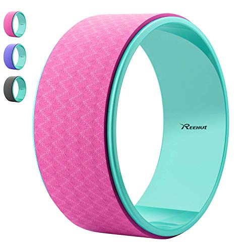 REEHUT Roue de Yoga 32cm × 13cm Exercice Roue pour la Pose de la Roue de Yoga Dharma, pour L'étirement et L'amélioration des Postures - Comprend Un Guide de Pose (Rose)