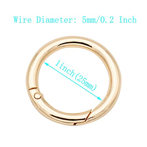 Jwbiz 15Pcs Trigger Spring O Rings Round Carabiner Clip Snap For Keyrings Buckle, Bags,Purses (Gold, 1 Inch) #TOP1