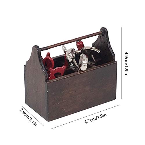 SunaOmni Miniatur Werkzeugkasten, Retro Werkzeugkasten Reparaturwerkzeugmodell 4.7 * 2.9 * 4,9 cm 8 Werkzeuge… – Bild 5