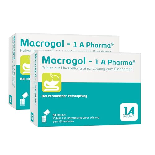 Macrogol - 1 A Pharma Pulver gegen Verstopfung | 100 Stk | Bei chronischer Verstopfung | Bewährtes Abführmittel | Hausapotheke | Wirkt sanft