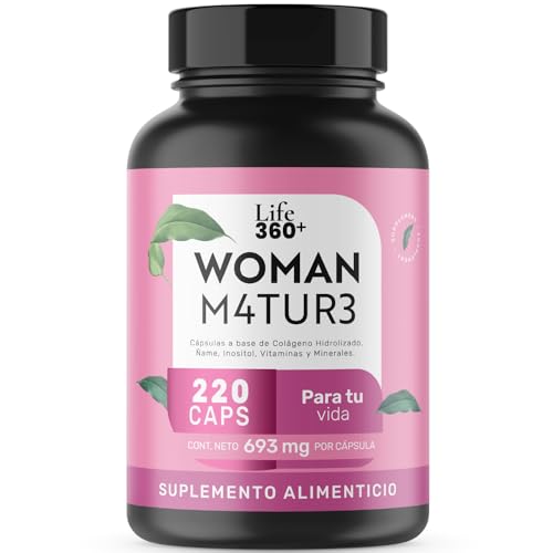 Life 360+ Woman M4TUR3| 220 cápsulas | Cápsulas a base de colágeno hidrolizado, ñame, Inositol, vitaminas y minerales | Suplemento Alimenticio | Cápsulas...
