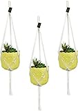 Macrame Plant Hangers Hanging Planter - 3 Pack Indoor or Outdoor Cotton Rope Hanging Plant Holder for Flower Pots - Modern Boho Home Decor, 3 Legs 42 Inch