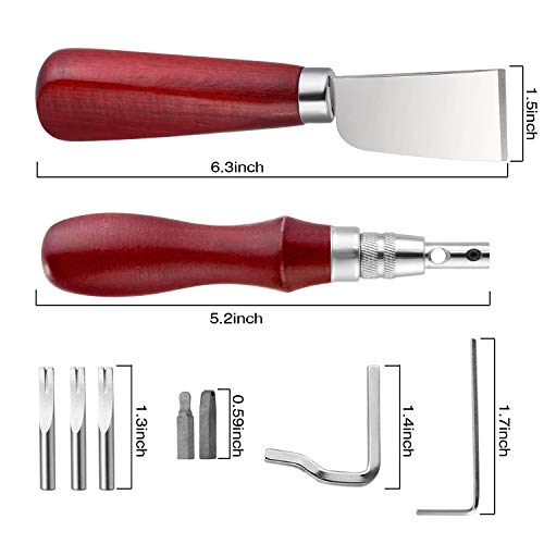 7 in 1 Leather Groover Tool and Cutting Knife Set Adjustable Stitching Groover Creasing Edge Beveler Grooving Tool Leather Edging Knife for DIY Leathercraft Cutting - Image 2