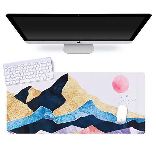 Image of iCasso Desk Mat, Extended Gaming Mouse Pad, Large Non-Slip Rubber Base Mousepad with Stitched Edges, Waterproof Keyboard Mouse Mat Desk Pad for Work, Game, Office, Home - Landscape Ink