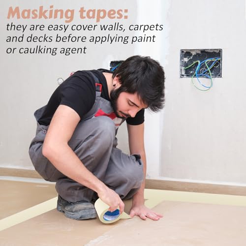 Image of Fainne 4 Inch 4 Rolls Masking Tape Bulk 0.8 /1 / 1.88 /3 / 4 in X 55 Yards General Purpose Tape for Classroom, Labeling, Crafts, Office, School Projects, Easy Tear & Clean Removal, Beige White