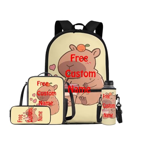 Free Custom Name Kids Backpack Set, Lightweight School Backpack with Lunch Bag Large Capacity Elementary Bookbag for Boys School Bag for Primary School