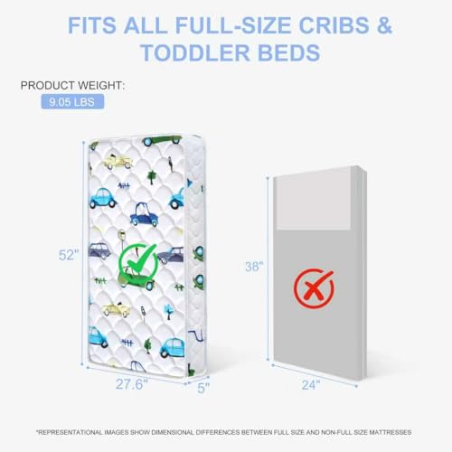 Image of Premium Foam Baby Crib Mattress & Toddler Mattress-Breathable- 52 inch x 27.6 inch x 5 inch,Non-Toxic, 100% Soft, Medium Firm Toddler Mattress Fits Standard Full-Size Crib and Toddler Beds