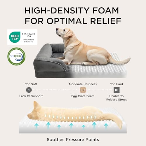 Image of Bedsure XXL Orthopedic Dog Bed for Extra Large Dogs - Washable Giant Dog Cat Bed Waterproof, Comfort Dogs Couch Sofa with Washable Removable Cover, Pet Bed with Nonskid Bottom, Dark Grey, 52 inch