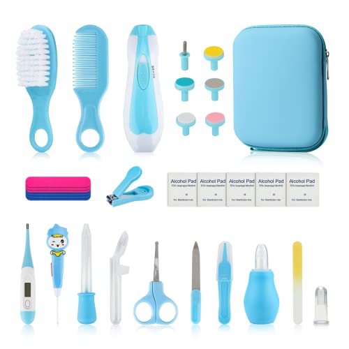 Baby Healthcare and Grooming Kit, Electric Safety Nail Trimmer Baby Nursery Set Newborn Nursery Health Care Set with Hair Brush Comb for Infant Toddlers Boys Girls Kids Baby Shower Gifts