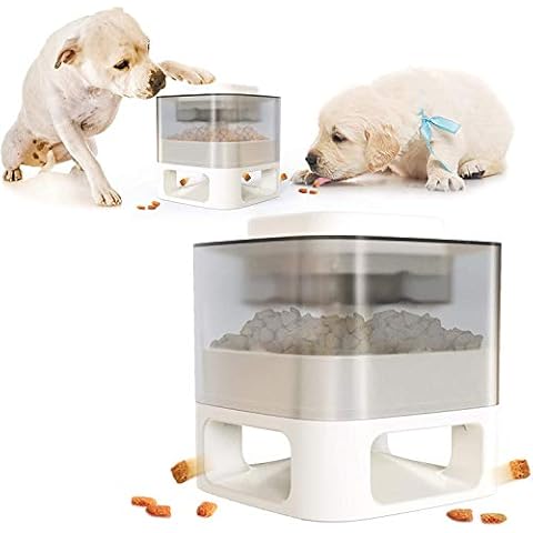 2021 New Dog Food Feeder,Vikano Pet Toy Automatic Dog Feeder with Interactive Performance, Happy Push Feeder Gifts for Large Dogs Small Dogs (White) Cover