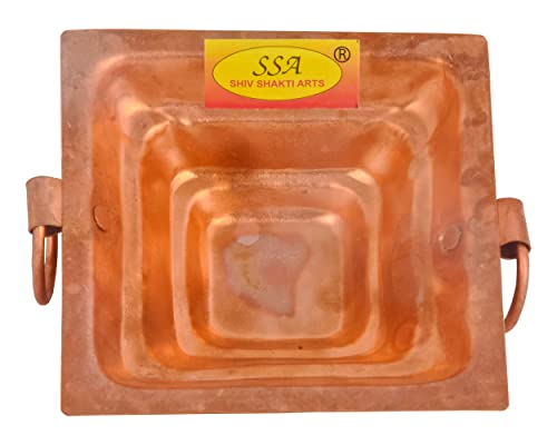 Image of SHIV SHAKTI ARTS Copper hawan Kund | Yagya Kund | Poojan Home - Temple, Ritual Pooja Pourpose, Indian Cultural Religious Item, (NO 6)