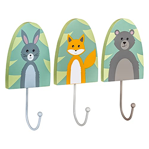 Kinder Kleiderhaken Garderobenhaken Holz Wandhaken Türhaken Klebehaken...