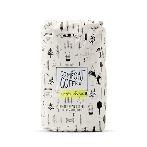 Mt. Comfort Coffee Costa Rica Medium Roast, 2.5lb - Sourced From Local, Costa Rican Coffee Farms - Roasted Whole Bean