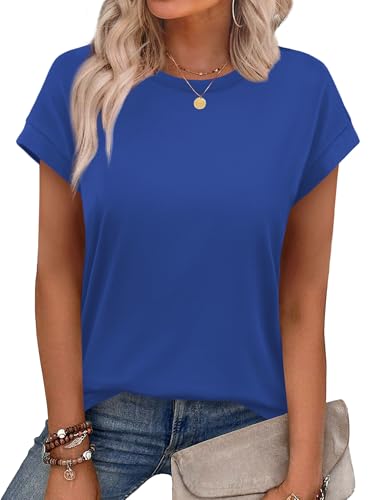 Image of Alaroo Womens Summer Tops Short Sleeve Shirts Crew Neck Cute Trendy Tunic Blouses (S-3XL)
