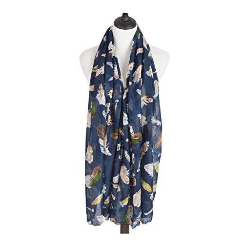 TrendsBlue Elegant Women's Feather Print Fashion Scarf Wrap4