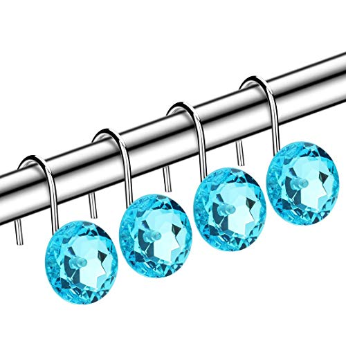 BALANSOHO Duschvorhanghaken, Acryl, dekorativ, grüne Strasssteine, 12 Stück Cover