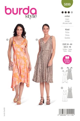 burdastyle Schnittmuster 5899 | Wickelkleider zum selber nähen | Damen, Gr. 34-44 | Nählevel: mittel