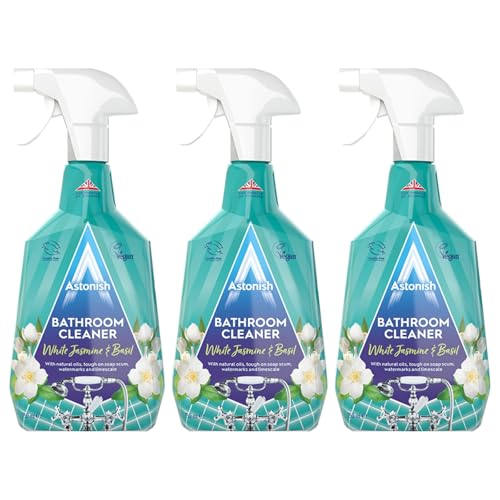 Astonish White Jasmine & Basil Bathroom Cleaner Spray Cruelty-free Vegan 3 x 750ml