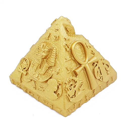 Image of Egypt Decor Statues Aquarium Pyramid Pharaoh Betta Fish Tank Decorations Figurine Sculpture Ancient Reptile Turtle Lizard Spider Tanks Terrarium Egyptian Decor Ornament Pet Gold